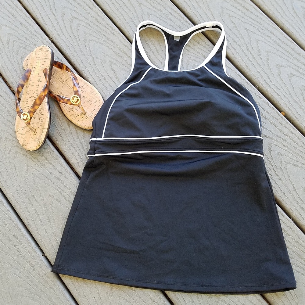 Land's End Swim Suit Top, Size 8, Black/White